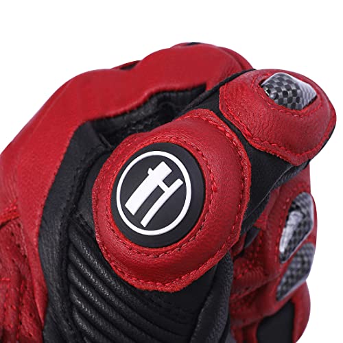 Unisex Leather Motorcycle Touch Gloves KM045 Oxblood (XX-Large / Oxblood/Black)