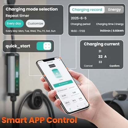 Level 2 EV Charger 40 Amp Portable J1772 Charger (40A)