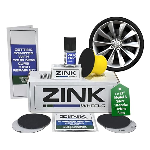 Premium Tesla Wheel Curb Rash Repair Kit for Model S 21 (Tesla Model S / 21" Silver Turbine)