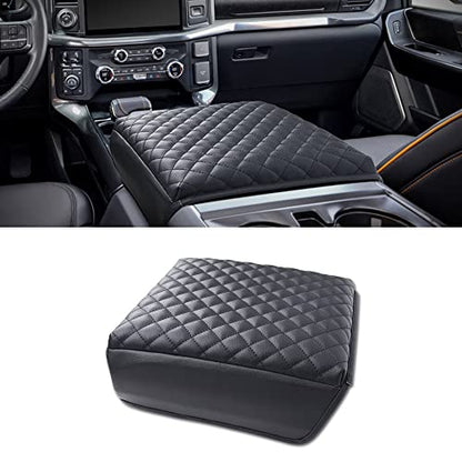 F150(2021-2025) Center Console Cover, Thick Armrest Cushion, Funda para consola de coche, Car Interior, Vegan Leather, Armrest Protector (2021~2025, Full Cover Black), F150 Accessories (2021~2025 / FULL COVER BLACK)