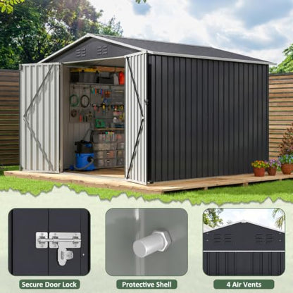 8X8 FT Outdoor Storage Shed Black (Black / 8X8 FT)