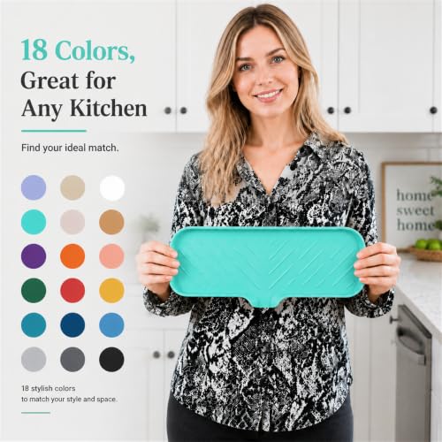 Silicone Soap Dish with Drain Spout (Mint / L(12"×4"))