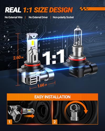 9012 Bulbs 50000LM 900% Brighter HIR2 Powersport Fog Bulbs with Cooling Fan for 70000 Hours Longer Lifespan (9012/hir2)