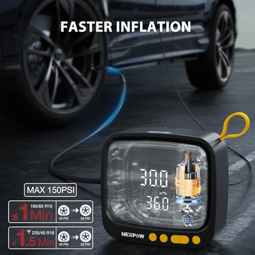 Tire Inflator Portable Air Compressor (Corded 150 PSI / Yellow)