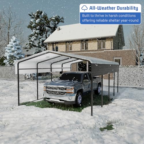 Metal Carport 13 * 20 FT Heavy Duty Carport Canopy with Galvanized Steel Roof Multi (13*20FT)
