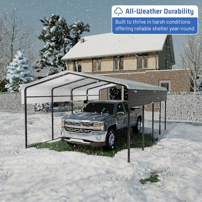 Metal Carport 13 * 20 FT Heavy Duty Carport Canopy with Galvanized Steel Roof Multi (13*20FT)