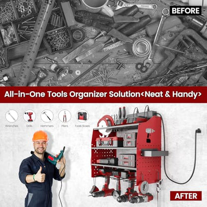 Power Tool Organizer Wall Mount with 6 (Red)