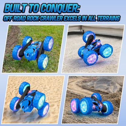 STEM Remote Control Car for Kids Ages 6 (Blue / Glow (Headlights & Wheel Lights))