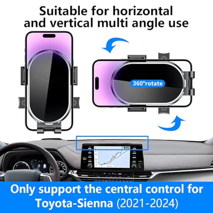 Car Phone Holder Center Console Organizer For Toyota Sienna 2021 2022 2023 2024 【Not Fit Sienna 2025】Auto Accessories Screen Bracket Interior Decoration Cell mobile Phone Mount holders case accessory (for Sienna 2021-2024【Not Fit 2025】)