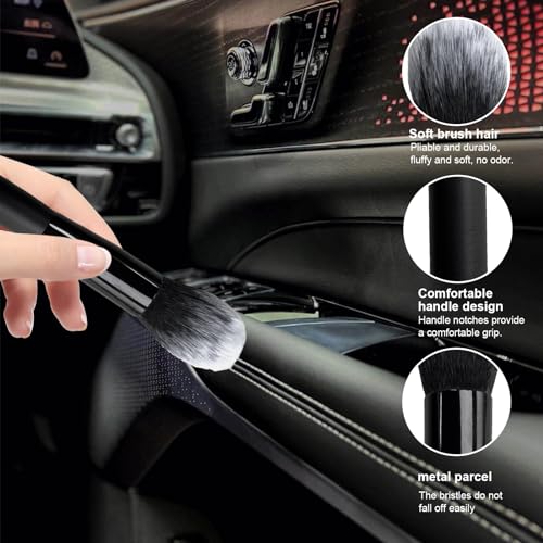 2 PCS Car Detailing Brush (Long-Black/White / 2 PCS)