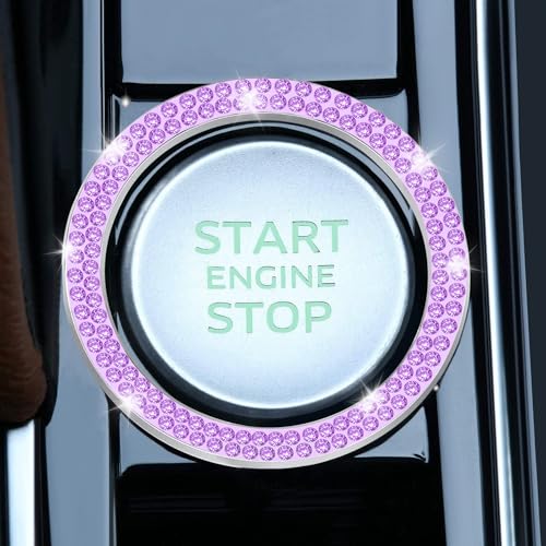 2 PCS Crystal Double Rhinestone Car Engine Start Stop Decoration Ring (Double Purple)