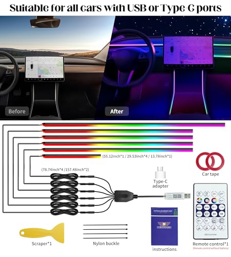 55.12Inch 6in1 Tesla Interior Lights (6 lights)