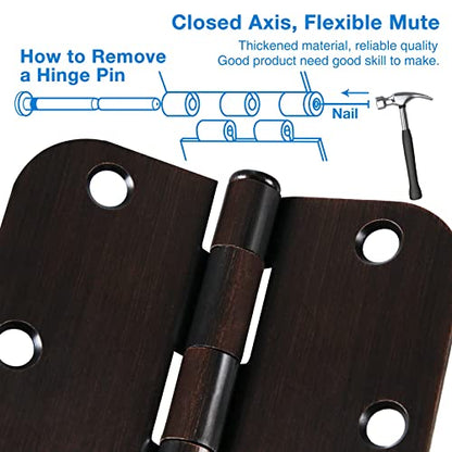 Rounded Door Hinges 3.5" x 3 1 (Oil Rubbed Bronze-Rounded / 6 Pack-no squeak)
