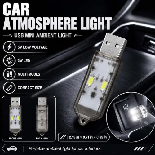 2PCS Mini USB LED Lights (White)