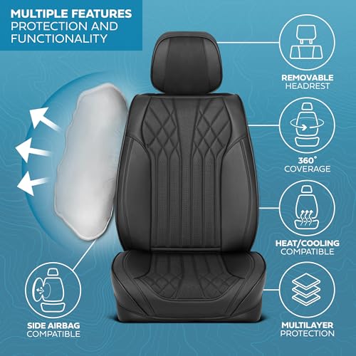 Curated Suede Diamond Leather Seat Covers for Cars & SUVs (Black (Suede Diamond) / Front Seats)