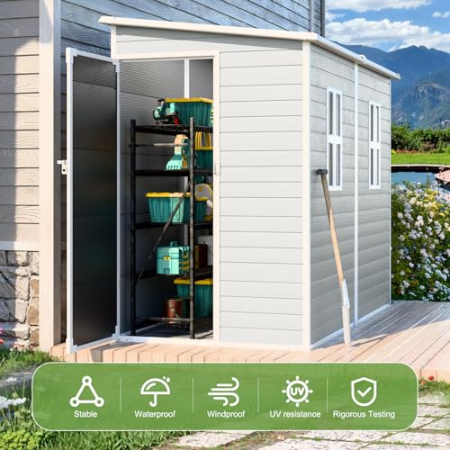 8x4x6 FT Resin Lean to Shed (Dove Grey)