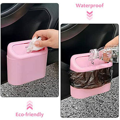 Car Trash Can with Lid (Pink, Pink)