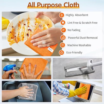 Microfiber Cleaning Cloth (50pk / Grey&orange)