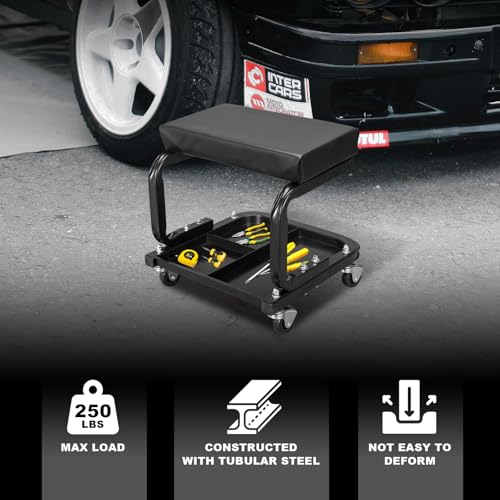 ATR6300B Rolling Creeper Garage (Creeper seat-250lbs-Black)