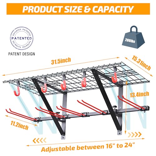 Wall Mounted Ski and Snowboard Storage Rack (Black, 1-Pack)