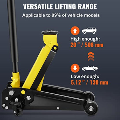 3 Ton Low Profile Floor Jack for All Terrain Vehicles (yellow)