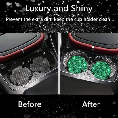 2pcs Bling Car Cup Holder Coaster (Green / 2pcs)