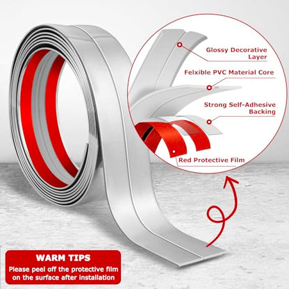 Wall Corner Protector Peel and Stick Corner Trim Molding (0.8 In x 10 Ft / Silver)