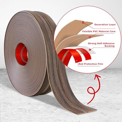 Wall Corner Protector Peel and Stick Corner Trim Molding (2.4 In x 10 Ft / Smoked Brown Wood)