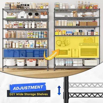 82.6" H 7 Tier Metal Shelving Unit 1400LBS Adjustable Shelves (45" W x 82.6" H x 13.5" D)