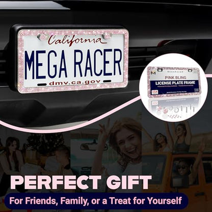 Glamorous Pink Bling License Plate Frame for Women (Pink / 1 Piece)