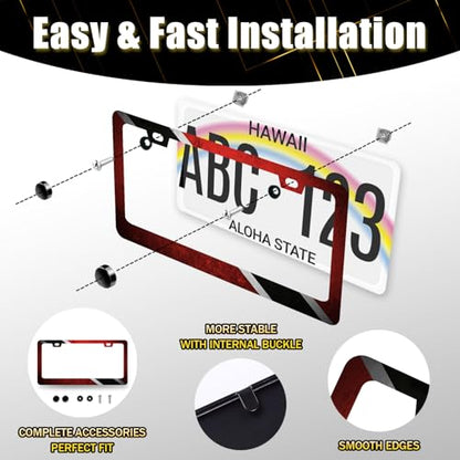 Stainless Steel Trinidad and Tobago Flag License Plate Frame 12.2 x 6.2Inch (Funny Trinidad and Tobago Flag)