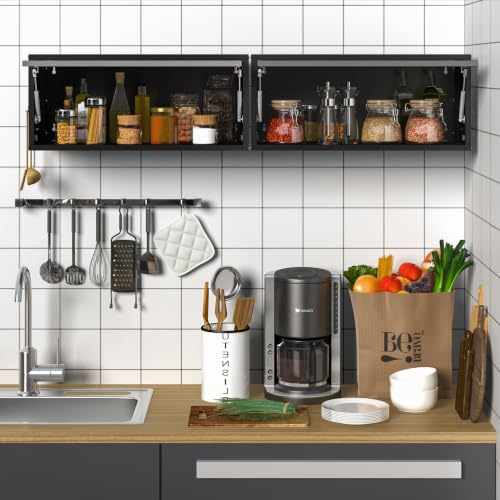 Metal Garage Wall Cabinet with Doors Side with Holes (13.8''H / Black Gray)