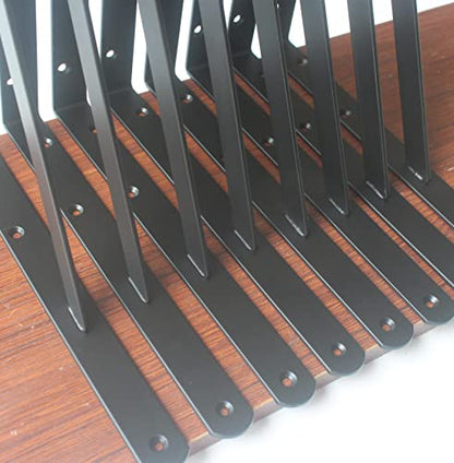40 Pack L14 x H 10" Black Heavy Duty Shelf Brackets with Screws Metal Shelf Brackets Shelf Support Angle Brackets for Shelves L Brackets Heavy Duty Floating Shelf (40 Pack-Black / 14''x10'')