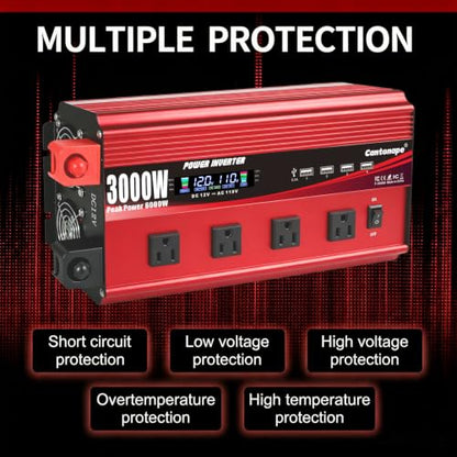 3000W Power Inverter 12V to 110V (Red / 3000W-12V)