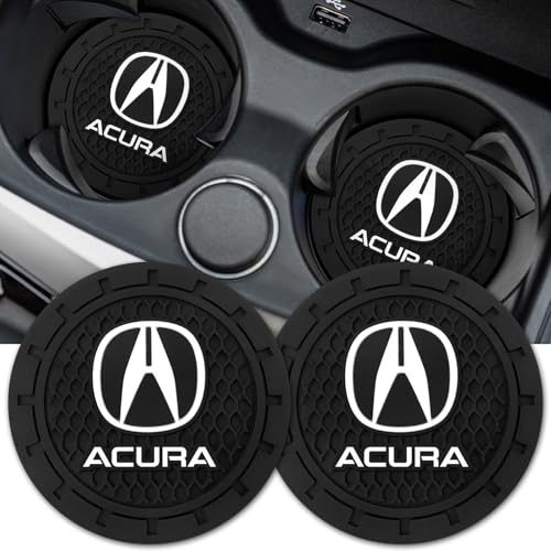 Car Cup Holder Coaster for Acura CDX NSX RDX RLX TL Series Recessed Silicone Cupholder Coaster Interior Accessories 2.75in 2Pieces Black (Black-09)
