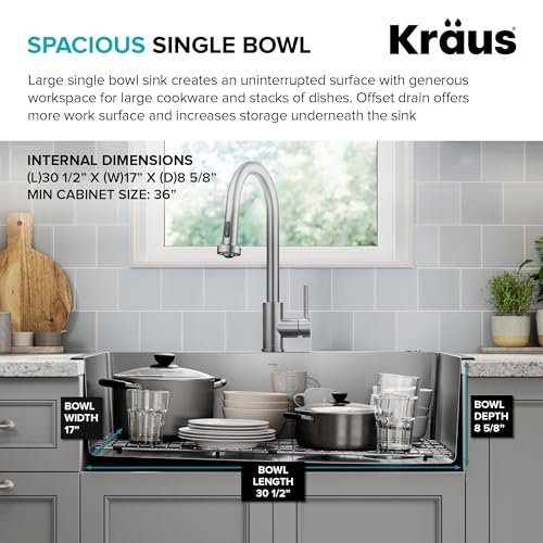 Stainless Steel 33 in 18 Gauge Drop In Kitchen Sink KHT640 (33 Inch / Single Bowl — Drop In)