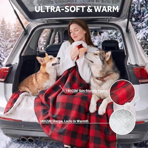 12 Volt Electric Portable Heated Car Blanket (Red Plaid)