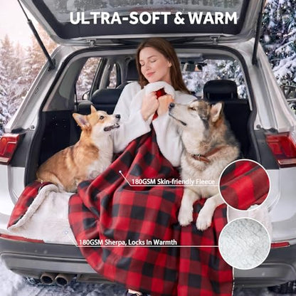 12 Volt Electric Portable Heated Car Blanket (Red Plaid)