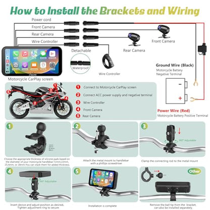 W603D 6.3" Motorcycle GPS Carplay Screen with 1080P Dual Cameras (6.3 inch)