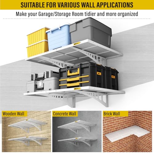 2Pack 2x3ft Adjustable Metal Garage Wall Shelving Heavy Duty Garage Storage Shelf Wall Mounted White (2x3ft-2Pack / White)