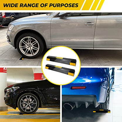 New Updated) 16" 2 Pcs Heavy Duty Parking Aid for Garage Walls, Parking Gadgets Protects Car, Parking Stopper Easy to Install 2 Packs, 16" L x 3.7" W x 1.8" H (2pc 16'' 1.8''H)