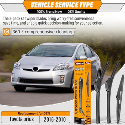 Windshield Wiper Blade Replacement for Toyota Prius 2010 (26"+19"+16")