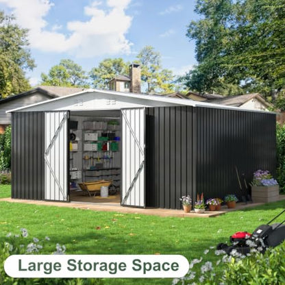 12x14 FT Outdoor Storage Shed (White / 12x14 FT)