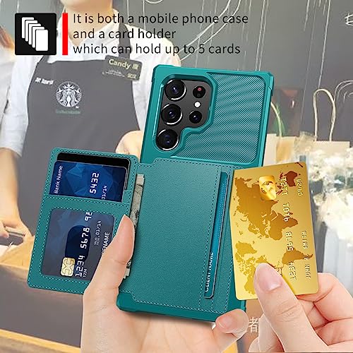 for Samsung Galaxy S22 Ultra Case with Card Holder (Green / Samsung Galaxy S22 Ultra)