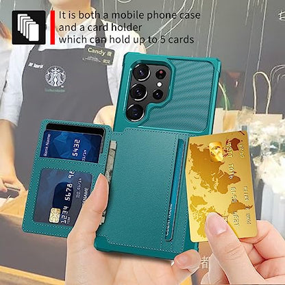 for Samsung Galaxy S22 Ultra Case with Card Holder (Green / Samsung Galaxy S22 Ultra)