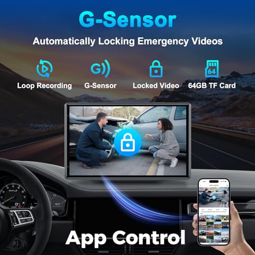 Wireless Portable 9'' Carplay Screen with 4K Dash Cam (9-Inch)