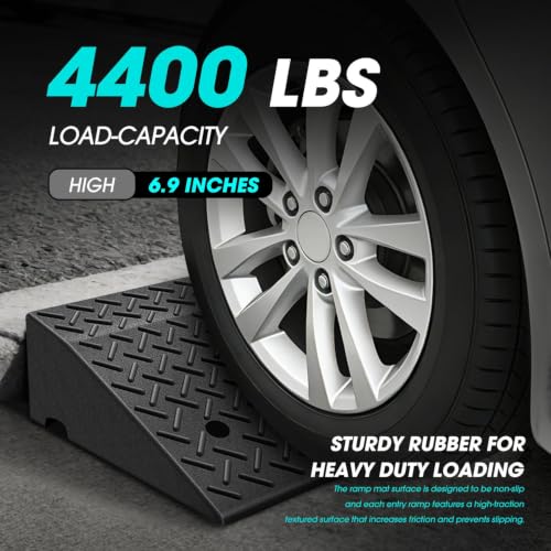6.9" Rise Rubber Curb Ramp Heavy Duty Loading Driveway Ramp Threshold Ramp 39" W x 19.5" D x 6.9" H for Loading Dock (6.9 in)