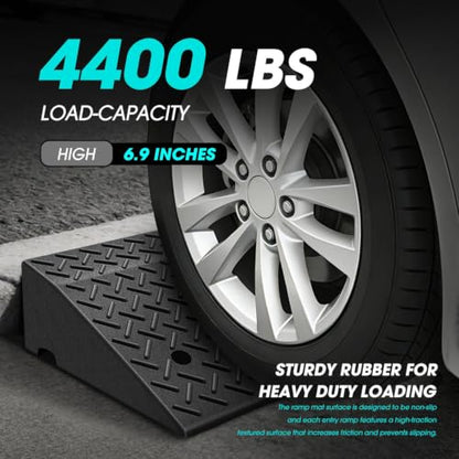 6.9" Rise Rubber Curb Ramp Heavy Duty Loading Driveway Ramp Threshold Ramp 39" W x 19.5" D x 6.9" H for Loading Dock (6.9 in)