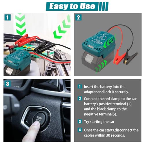 Jump Starter Adapter for Makita 18V Battery with Jumper Cable Clamps Portable Car Charger Jump Starter (For Makita)