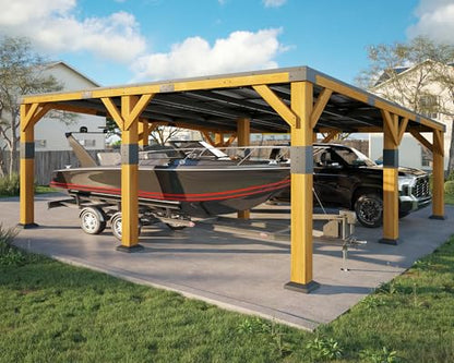 20x20x9.2 FT Heavy Duty Cedar Wood Carport for 2 Cars (20x20x9.2 FT)